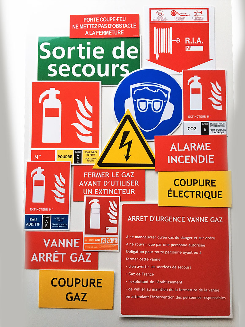 Affiche de sécurité-incendie mince: Équipement perpendiculaire (en